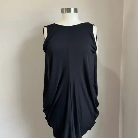 Zara Black Draped Midi Dress XS NWT Elegant Minimalist Cocktail Chic - Picture 5 of 6